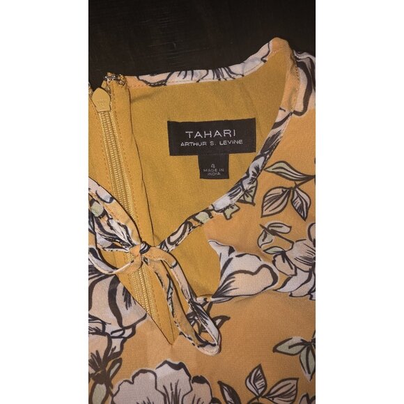 TAHARI Arthur S. Levine Womens Designer Floral Spring Dress Size 4 HL8 - Picture 3 of 3